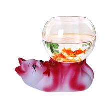 Gato Porta Aquário Decorativo Cerâmica com Vidro - Charme e Originalidade para seu Ambiente!