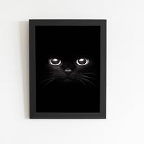 Gato Preto Minimalista Quadro Moldura Preta 60x40cm