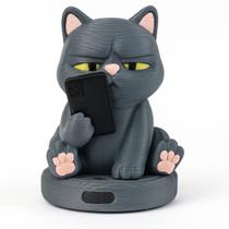 Gato Rabugento: Porta Celular 3D Único! Decore com Humor