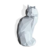 Gato Sentado Low Poly - Geométrico - Tam M