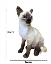 Gato Siamês Sentado Pelúcia Realista Perfeito 35cm-FizzyToys