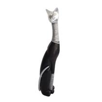 Gato Slim Preto Resina com Detalhes Cinza