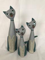 Gatos decorativos de ceramica - trio de estatuetas de gato