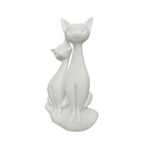 Gatos sentados brancos 3D - 13 cm