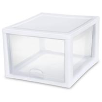 Gaveta de armazenamento Sterilite 27 litros, pacote com 4 unidades, branca transparente