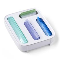 Gaveta, dispensador de sacos para alimentos, StoraBag, plástico branco de 4 slots Gaveta, dispensador de sacos para alimentos, StoraBag, plástico branco de 4 slots