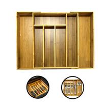 Gaveta Organizadora de Bambu Caixa Retrátil Porta Talheres 35x30cm FRG5161