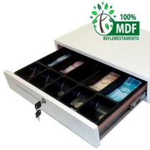 gaveta para dinheiro em MDF branco tipo caixa de notas moedas