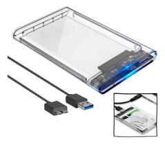 Gaveta Para HD e SSD SATA Notebook PC Transparente USB 3.0