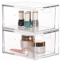 Gavetas de armazenamento Cq, acrílico, empilhável, conjunto de 2 plásticos transparentes Gavetas de armazenamento Cq, acrílico, empilhável, conjunto de 2 plásticos transparentes