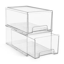 Gavetas de armazenamento Sorbus Large Clear Empilháveis, pacote com 2 unidades Gavetas de armazenamento Sorbus Large Clear Empilháveis, pacote com 2 unidades