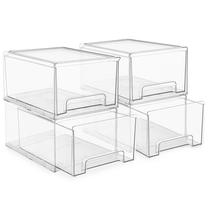 Gavetas de armazenamento Sorbus Small Wide Clear, pacote com 4 caixas organizadoras