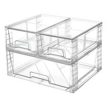 Gavetas de armazenamento Vtopmart, acrílico empilhável, pacote com 3 unidades, transparente Gavetas de armazenamento Vtopmart, acrílico empilhável, pacote com 3 unidades, transparente