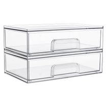 Gavetas de armazenamento Vtopmart Clear Stackable, acrílico de 30 cm, pacote com 2 Gavetas de armazenamento Vtopmart Clear Stackable, acrílico de 30 cm, pacote com 2