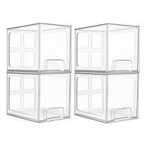 Gavetas de armazenamento Vtopmart, pacote com 4, empilháveis de 17 cm, acrílico transparente Gavetas de armazenamento Vtopmart, pacote com 4, empilháveis de 17 cm, acrílico transparente