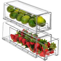 Gavetas de geladeira Sorbus Clear Stackable Refrigerator, pacote com 2