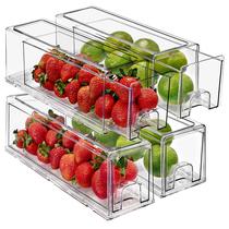 Gavetas de geladeira Sorbus Clear Stackable Refrigerator, pacote com 4 Gavetas de geladeira Sorbus Clear Stackable Refrigerator, pacote com 4