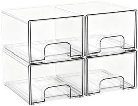 Gavetas Organizadoras Empilháveis Transparentes Stowgo, Kit com 4 Gavetas Organizadoras Empilháveis Transparentes Stowgo, Kit com 4