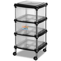 Gaveteiro 3 Gavetas Niquelart Com Rodas Preto