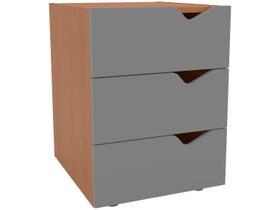 Gaveteiro 3 Gavetas Porto Cinza e Freijó Politorno