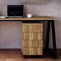 Gaveteiro 36cm x 45cm para Escritório 4 Gavetas com Chave e Rodízios Corporate Marrom/Nogal Gaveteiro 36cm x 45cm para Escritório 4 Gavetas com Chave e Rodízios Corporate Marrom/Nogal