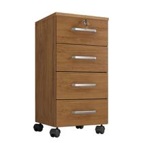 Gaveteiro 4 Gavetas 36cm Com Chave Rodízio Rodinhas - Freijó