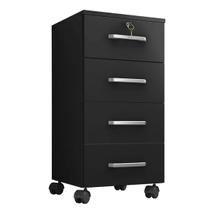 Gaveteiro 4 Gavetas 36cm Com Chave Rodízio Rodinhas - Preto Gaveteiro 4 Gavetas 36cm Com Chave Rodízio Rodinhas - Preto