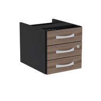 Gaveteiro Aéreo Com 03 Gavetas Maxxi Pandin Walnut e Preto Gaveteiro Aéreo Com 03 Gavetas Maxxi Pandin Walnut e Preto