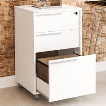 Gaveteiro Arquivo com Rodízios Maia 3 Gavetas com Chave Branco - Politorno Gaveteiro Arquivo com Rodízios Maia 3 Gavetas com Chave Branco - Politorno