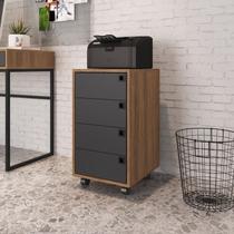 Gaveteiro Avulso 4 Gavetas OF001 Placa e Ponto Grafite e Mel