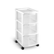 Gaveteiro Branco com 3 Gavetas Transparentes Stylo 596 Gaveteiro Branco com 3 Gavetas Transparentes Stylo 596