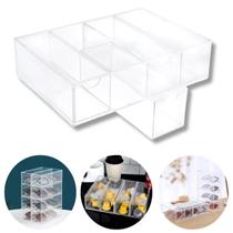 Gaveteiro Caixa Organizadora 4 Gavetas Porta Óculos Maquiagem Cosméticos Acrílico Transparente Gaveteiro Caixa Organizadora 4 Gavetas Porta Óculos Maquiagem Cosméticos Acrílico Transparente