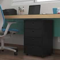 Gaveteiro Classic com 4 gavetas para quarto ou escritório - Preto Gaveteiro Classic com 4 gavetas para quarto ou escritório - Preto