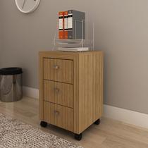 Gaveteiro com 3 Gavetas para Escritório Pés Rodizios ME4108 Amêndoa