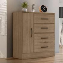 Gaveteiro Com 4 Gavetas 1 Porta Rancharia Carvalho Oak