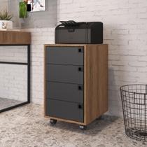 Gaveteiro com 4 Gavetas e Rodízios - Grafite/Mel