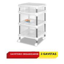 Gaveteiro com Rodinhas Plástico Branco 619-4 - Niquelart