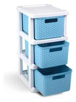 Gaveteiro com rodinhas Ratan Azul 3 gavetas e rodinhas 1043