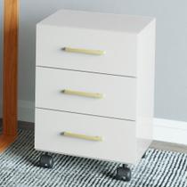Gaveteiro com Rodízios 3 Gavetas 100% Mdf Off White/Gold F16 - Pradel Gaveteiro com Rodízios 3 Gavetas 100% Mdf Off White/Gold F16 - Pradel