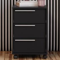 Gaveteiro com Rodízios Maia 3 Gavetas Preto - Politorno Gaveteiro com Rodízios Maia 3 Gavetas Preto - Politorno