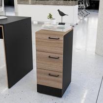 Gaveteiro Cômoda 3 Gavetas Escritório Organizador Multiuso Home Office Armário Quarto Preto Madeira - Politorno