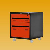 Gaveteiro de Aço Preto c/Rodinhas 2 Portas Laranjas W3 10087 Gaveteiro de Aço Preto c/Rodinhas 2 Portas Laranjas W3 10087