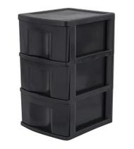 Gaveteiro De Chão 3 Gavetas 56x33x38cm Plástico Preto