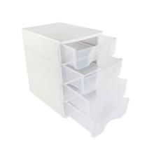 Gaveteiro de Chão Branco/Transparente Organizador 4 Gavetas