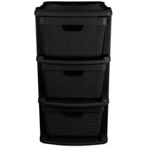 Gaveteiro de Chão Juta 3 Gavetas 15L Preto - 30,5x42x59,2cm