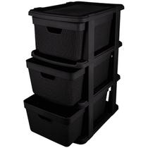 Gaveteiro de Chão Juta Com 3 Gavetas de 15 L Preto Multiuso Gaveteiro de Chão Juta Com 3 Gavetas de 15 L Preto Multiuso