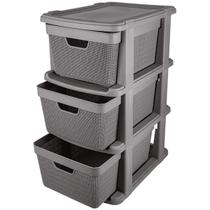 Gaveteiro de Chão Juta com 3 Gavetas de 15L Cinza Multiuso Gaveteiro de Chão Juta com 3 Gavetas de 15L Cinza Multiuso