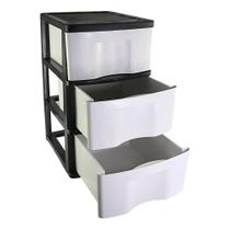 Gaveteiro De Chão Organizador Com 3 Gavetas Preto / Branco