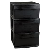 Gaveteiro de Chão Plástico São Bernardo Preto 3 Gavetas 37x32x54cm