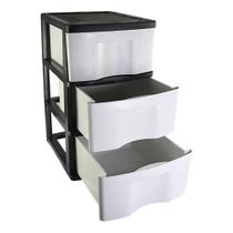 Gaveteiro de Chão Preto / Branco Organizador Multiuso com 3 Gavetas Espaçosas Material de Alta Qualidade